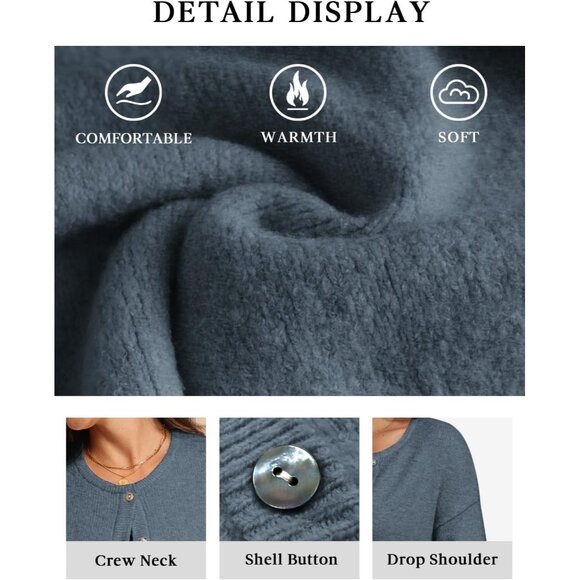 Fall Long Sleeve Cardigans for Women Sweater Fashion Open Front Winter Button Do - Picture 5 of 6